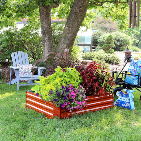 Sunnydaze 11.75" H Raised Metal Garden Bed - Galvanized Raised Garden Bed Outdoor for Vegetables and Flowers - Woodgrain - 4' x 3' Rectangle Sunnydaze