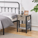 Yaheetech Nightstand Set of 2, Bedside Table with Drawer & Storage Shelf, Wood Side Table Night Stand with Removable Fabric Bag for Bedroom/Living Room, Gray Yaheetech