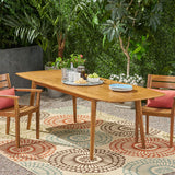 GDFStudio Outdoor Acacia Wood Expandable Dining Table, Teak GDFStudio