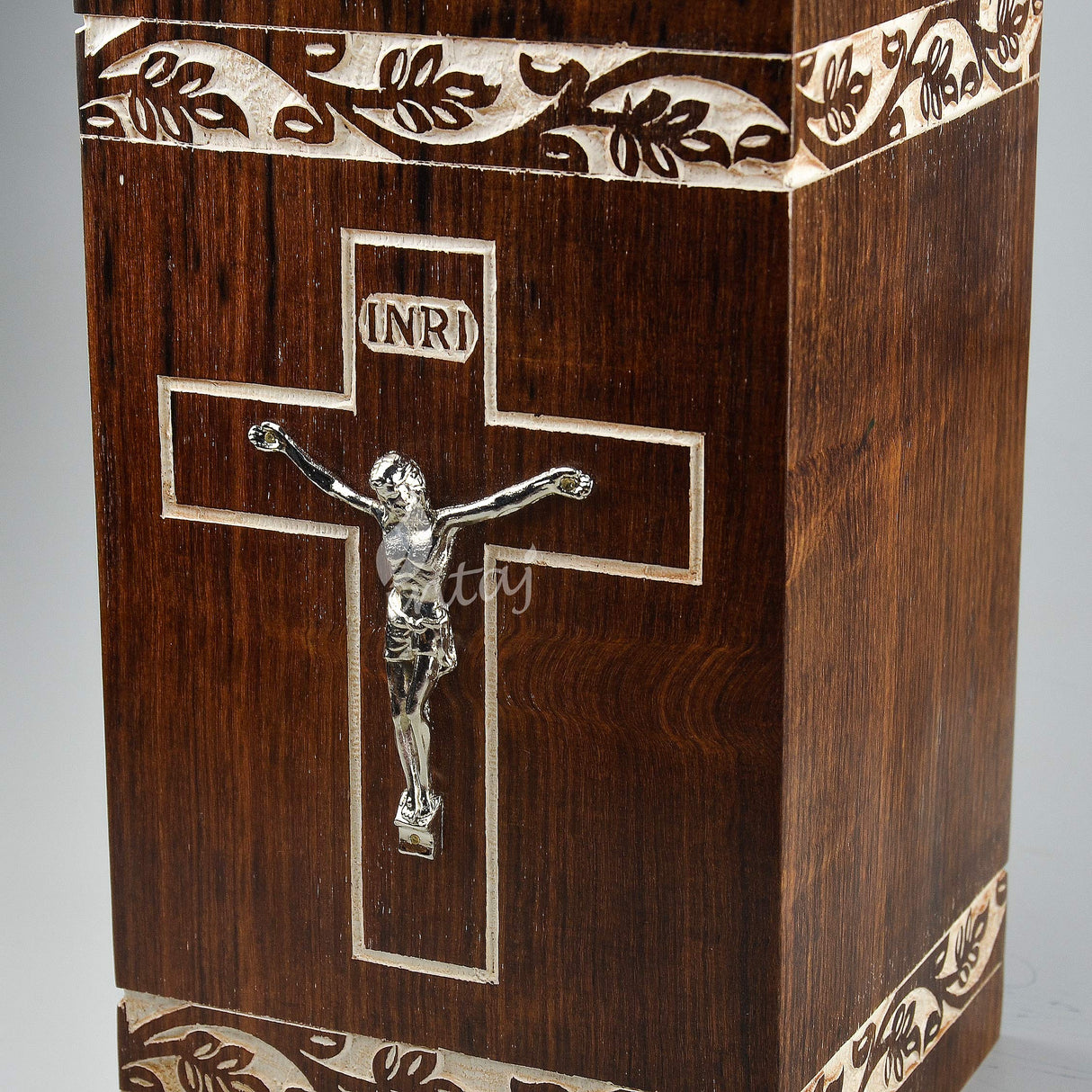 INTAJ Handmade Wooden Urn for Human Ashes - Cross Cremation Urn Premium Handcrafted - Adult Funeral Urn Handmade Human Urn for Ashes (Rosewood Cross, INTAJ
