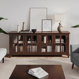 SIMPLIHOME Artisan SOLID WOOD 66 Inch Wide Contemporary Wide 4 Door Storage Cabinet in Russet Brown, For the Living Room, Entryway and Family Room SIMPLIHOME