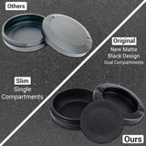 Matte Black Metal Zyn Pouch Container – Dual Compartment Storage Tin with Secure Lid Tharos Distribution