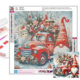 Christmas Truck Diamond Art Kits for Adults - Christmas Gnome Diamond Painting Kits for Adults, 5D Round Full Drill DIY Gem Art Paint by Diamonds 14x14 inch Axquilon