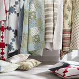 WDCOZY 100% Cotton Quilt Queen Size, Lightweight Reversible Gingham Patchwork Bedding Set with 2 Pillow Shams, Blue Block Pattern Farmhouse Bedspread Shabby Chic Coverlet Thin Comforter All Seasons WDCOZY