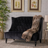 Christopher Knight Home Leora Modern Glam Tufted Velvet Wingback Loveseat, Black / Dark Brown Christopher Knight Home