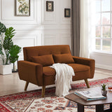 Jarenie 48" Loveseat Sofa, 2 Seater Love Seat Mid Century Modern Small Couches for Living Room Bedroom Apartment, 2 Throw Pillows and Wooden Legs, Orange Jarenie