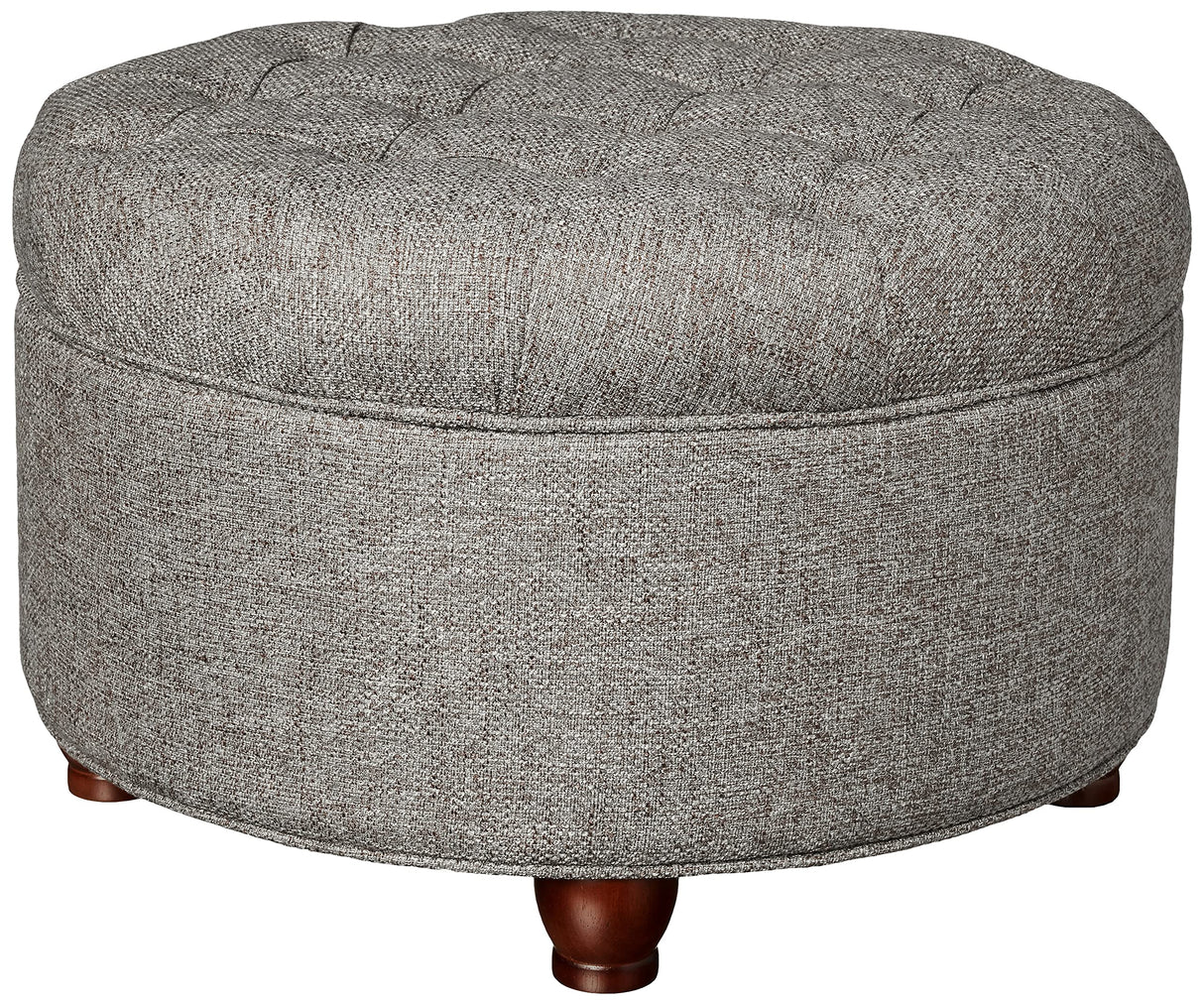 Homepop Home Decor | Button Tufted Woven Round Storage Ottoman | Ottoman with Storage for Living Room & Bedroom (Dark Gray) HomePop