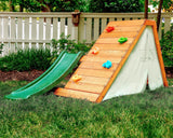 Avenlur Palm Outdoor and Indoor Playground 5 in 1 Backyard Playset with Ladder, Rock Wall, 4 ft. Slide, Tent Fort, Montessori Style Play Set Climber Playhouse Toddlers, Children, Kids 2-8yr (Green) Avenlur