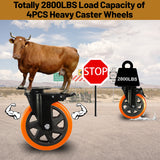 6 Inch Caster Wheels, Heavy Duty Casters Load 2800 Lbs, Industrial Swivel Silent Caster Wheels for Workbench Cart and Furniture Set of 4 Feirenql