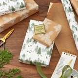 Hallmark Christmas Wrapping Paper Rolls - Green Trees, White Pine Cones on Recyclable Brown Kraft Gift Wrap Paper (Set of 2 Rolls: 150 sq. ft. ttl.) for Holiday Parties, Winter Weddings Hallmark