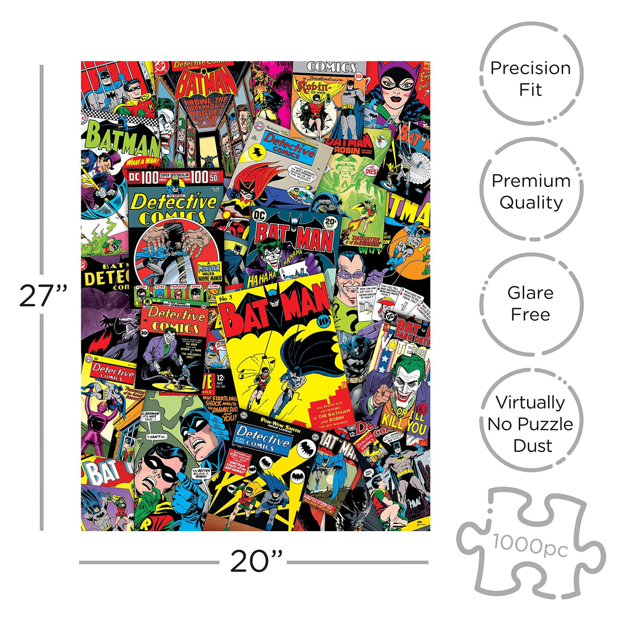 AQUARIUS DC Comics Puzzle Batman Collage (1000 Piece Jigsaw Puzzle) - Officially Licensed DC Comics Merchandise & Collectibles - Glare Free - Precision Fit - 20 x 27 Inches AQUARIUS