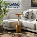 COZAYH Farmhouse Pedestal End table, Rustic Wood Drink Table with Base, Round Martini Table for Small Space Living Room, Bedroom, Natural Wood Color COZAYH