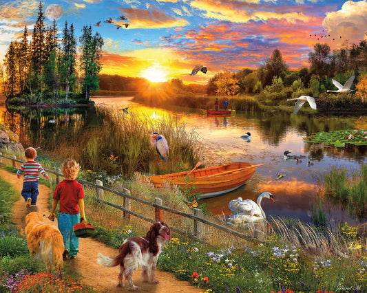 Ceaco - David Maclean - River Sunset - 1000 Oversized Piece Jigsaw Puzzle