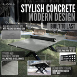 JOOLA Berkshire Outdoor Table Tennis Table - Multi Use Conference Table Dining Table - Concrete Gray Wood Look Includes Steel Outdoor Ping Pong Net Set & Frame - Hybrid Indoor Outdoor Ping Pong Table JOOLA