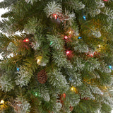 Nearly Natural 5ft. Giant Flocked Artificial Christmas Wreath with 280 Multicolored Lights and Pine Cones Nearly Natural