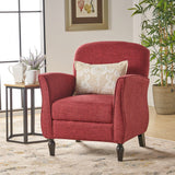TREATLIFE HOME Traditionally-Inspired Armchair with Tweed Upholstery and Polished Legs, Retro Design, Red TREATLIFE HOME