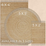 KIBAGA Beautiful 5x5 ft Round Jute Area Rug for Your Home - This Natural Hand Woven Rug Fits Perfectly Into Your Entry Area, Kitchen Or Living Room - Modern Braided Circle Mat Enhances Any Boho Decor KIBAGA