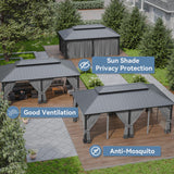 Kurapika 12' x 20' Hardtop Gazebo, Outdoor Metal Gazebo with Galvanized Steel Double Roof Canopy, Curtain and Netting, Aluminum Permanent Pavilion Gazebo for Patio, Backyard, Lawn, Grey Kurapika