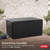 Keter Marvel Plus 71 Gallon Resin Deck Box-Organization and Storage for Patio Furniture Outdoor Cushions, Throw Pillows, Garden Tools and Pool Toys, Dark Grey Keter