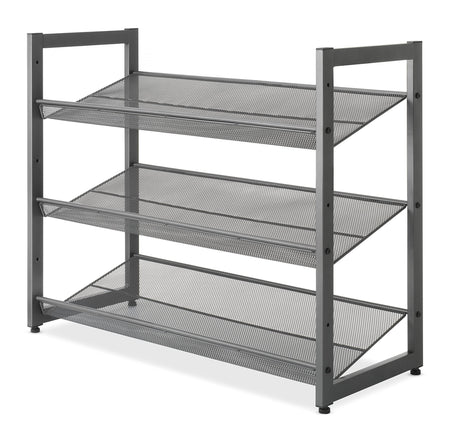 Whitmor Steel Mesh 3-Tier Shoe Rack, Gunmetal Gray Whitmor