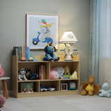 Natural Wooden 5-Section Kids Toy Storage Organizer & Bookshelf for Playroom, Nursery, and Classroom Onirw