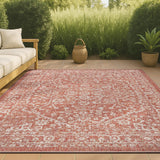 JONATHAN Y Boho Medallion Indoor Outdoor Area Rug 8X10 Red/Taupe, Malta Textured Weave for Backyard, Patio, Porch, Easy-Cleaning, High Traffic, Pet-Friendly, Non-Shedding (SMB104A-8) JONATHAN Y