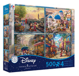 Ceaco - 4 in 1 Multipack - Thomas Kinkade - Disney - Mickey & Minnie - (4) 500 Piece Jigsaw Puzzles Ceaco
