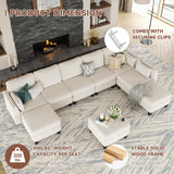 Huatean Home Modular Sectional Sofa, Convertible U Shaped Sofa Couch with High Density Memory Foam, Modern U Shaped Sectional Sofa, 6 Seat Comfy Modular Sofa Couch for Living Room, Beige Huatean Home