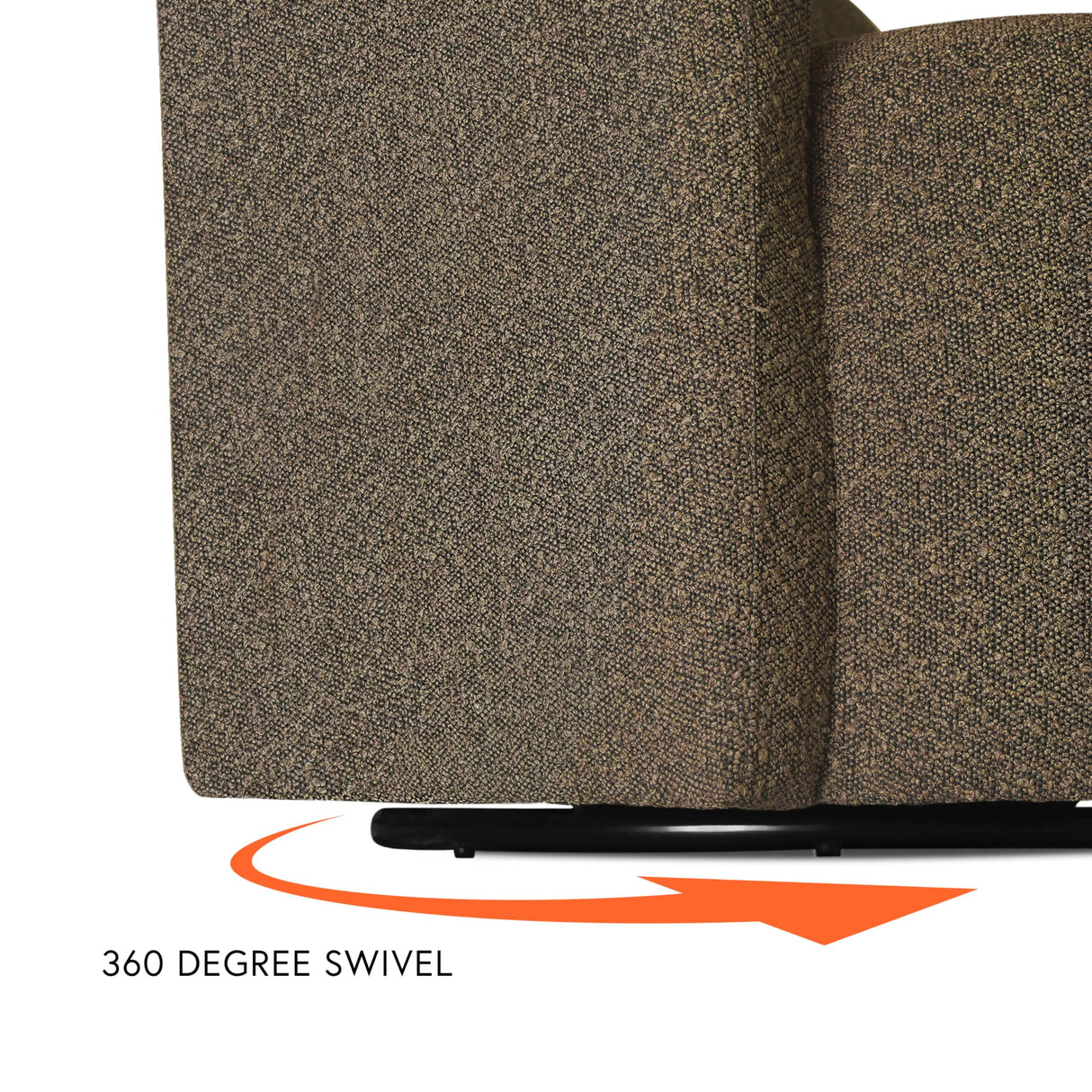 HomePop Home Décor Upholstered 360° Barrel Back Swivel Chair | Accent Chairs for Living Room & Bedroom | Decorative Home Furniture, Dark Brown Boucle HomePop