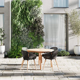 Urban Elements Nature 5-Piece Wood Patio Furniture Set | Teak Finish 100% FSC Eucalyptus | Backyard Furniture, Outside Table and Chairs, Round Outdoor Dining Set for 4, Patio Dining Set for 4 (Black) Urban Elements