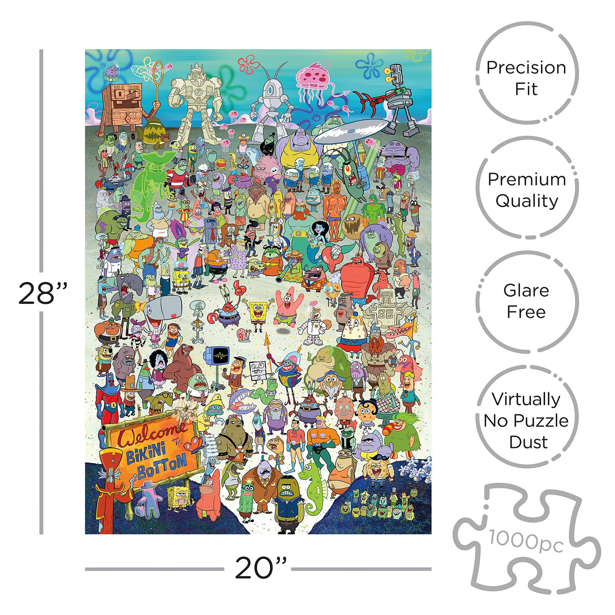 AQUARIUS SpongeBob SquarePants Puzzle (1000 Piece Jigsaw Puzzle) - Officially Licensed SpongeBob Merchandise & Collectibles - Glare Free - Precision Fit - 20 x 28 Inches AQUARIUS