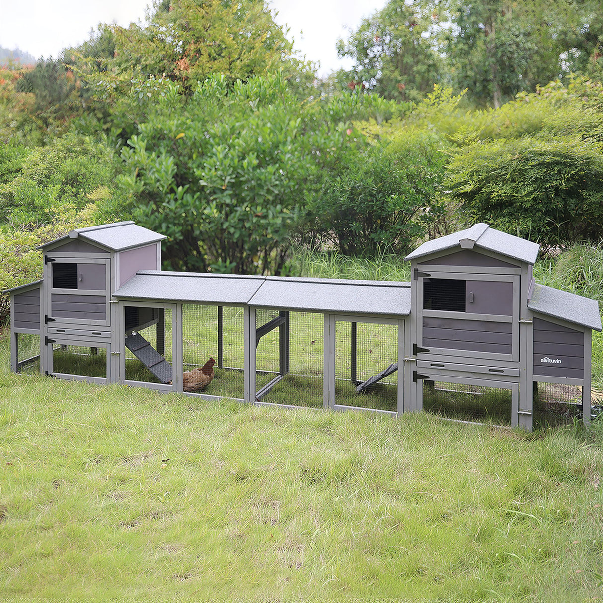Aivituvin 160in Chicken Coop Extension Design Wooden Hen House Poultry Cage Movable with Nesting Box and Run (Two Sets) Aivituvin