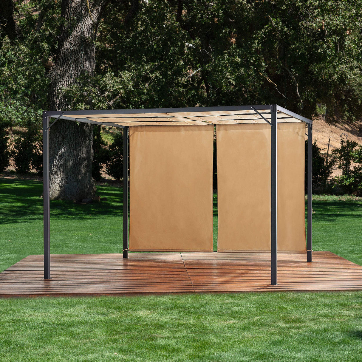 Christopher Knight Home Wendy Outdoor Steel Framed 10' Gazebo, Beige/Black Christopher Knight Home