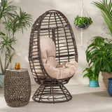 Christopher Knight Home Frances Outdoor Wicker Swivel Egg Chair with Cushion, Dark Brown, Beige Christopher Knight Home