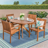 Christopher Knight Home Kally Outdoor Five Piece Acacia Dining Set, Teak Finish Christopher Knight Home
