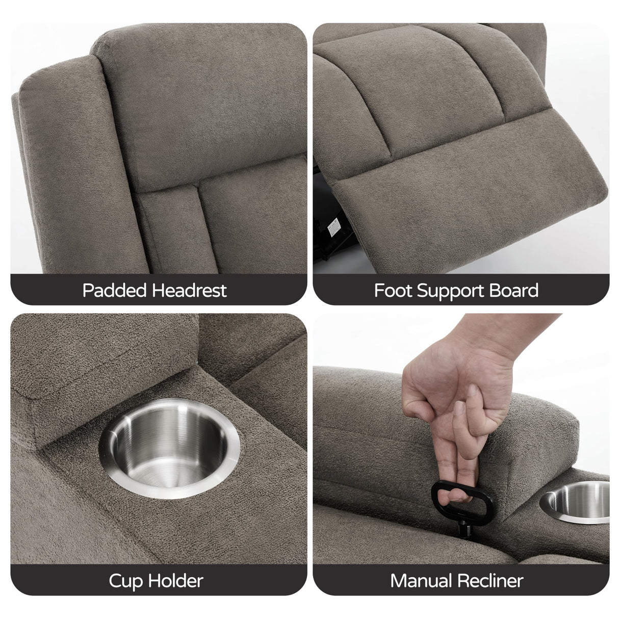 AIWOEN Recliner Loveseat Sofa with Cup Holders, 2-Seater Fabric Reclining Couch, Manual Recliner Wall Hugger for Living Room, Small Spaces, Home Theater (Light Brown) AIWOEN