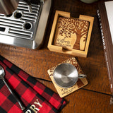 Personalized Coasters for Drinks, Set of 4, Laser Engraved Wedding Wooden Coaster w Holder | 14 Customizable Designs | - House Warming Presents for GIFTBYGIFTY