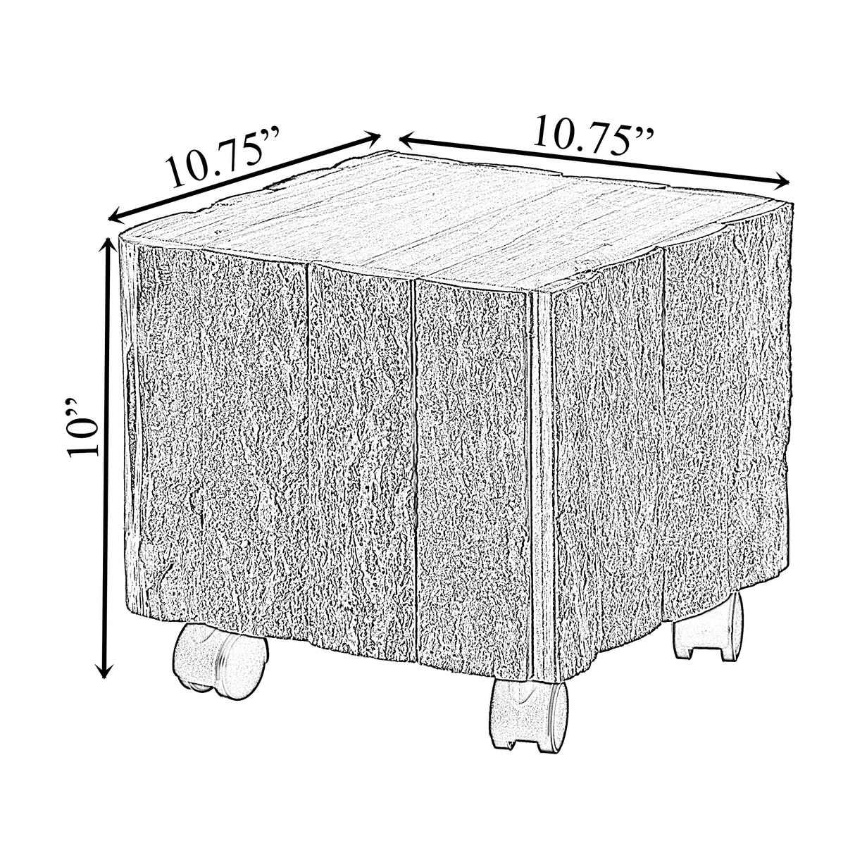 Vintiquewise Accent Decorative Natural Wooden Square Stump Stool, with Wheels for Indoor and Outdoor Vintiquewise