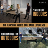 JOOLA Berkshire Outdoor Table Tennis Table - Multi Use Conference Table Dining Table - Concrete Oak Wood Look Includes Steel Outdoor Ping Pong Net Set & Frame - Hybrid Indoor Outdoor Ping Pong Table JOOLA