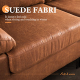 ovios 97.6" L-Shaped Sectional Sofa with Reversible Chaise, Luxury Deep Seat Couch with Convertible Chaise, Minimalism Cloud Sofas Couches for Living Room, Faux Leather, Brown ovios