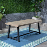 Christopher Knight Home Toby Outdoor Acacia Wood Dining Table, Sandblast Gray Finish and Black Christopher Knight Home