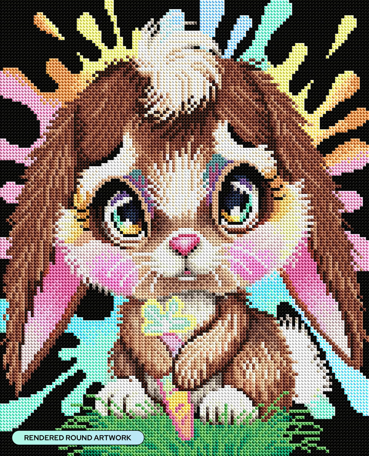 DIAMOND ART CLUB Rainbow Lil Bunny Diamond Painting Kit, Fun DIY Crafts for Adults, Round Diamond Art Canvas for Beginners, 13" x 16" (33cm x 40.7cm) DIAMOND ART CLUB