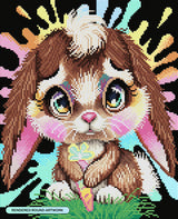 DIAMOND ART CLUB Rainbow Lil Bunny Diamond Painting Kit, Fun DIY Crafts for Adults, Round Diamond Art Canvas for Beginners, 13" x 16" (33cm x 40.7cm) DIAMOND ART CLUB