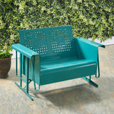 Crosley Furniture CO1024-TU Bates Retro Metal Outdoor Loveseat Glider, Turquoise Gloss Crosley Furniture