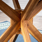 Christopher Knight Home Jordan Outdoor 5 Piece Acacia Wood Dining Set, Teak Finish/Blue Christopher Knight Home