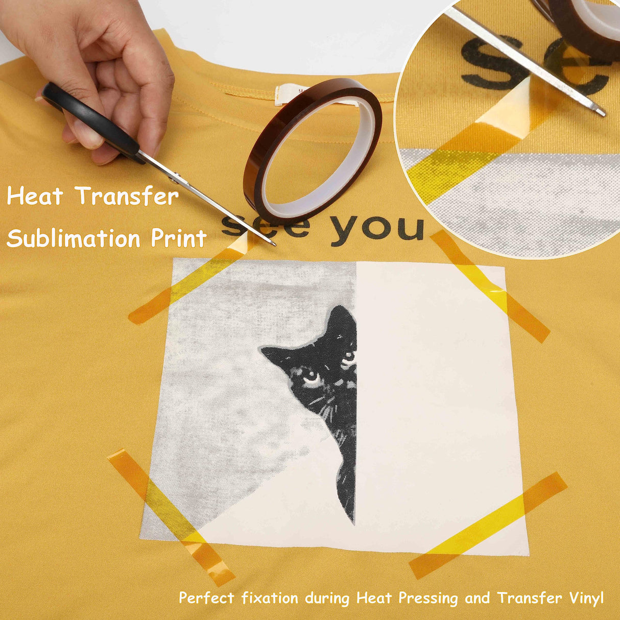 Valley'sYuMiao 4Rolls,10mm×108ft, Heat Transfer/Resistant Tape, Sublimation Tape for Transfer/Resistant, Heat Vinyl Press Tape, Polyimide Tape, No Residue, Total 432fts, Max Temp 500℉/260℃/533K Valley'sYuMiao