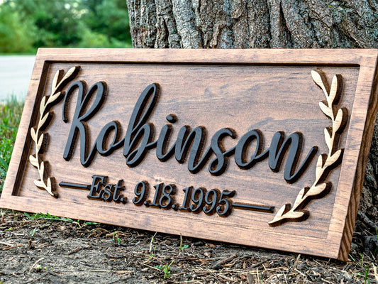 Last Name Sign | Wood Wall Decor | Nursery Name Sign | Baby Name Sign | Family Name Sign | Wooden Porch Sign | Front Door Sign | Personalized Wedding - WoodArtSupply