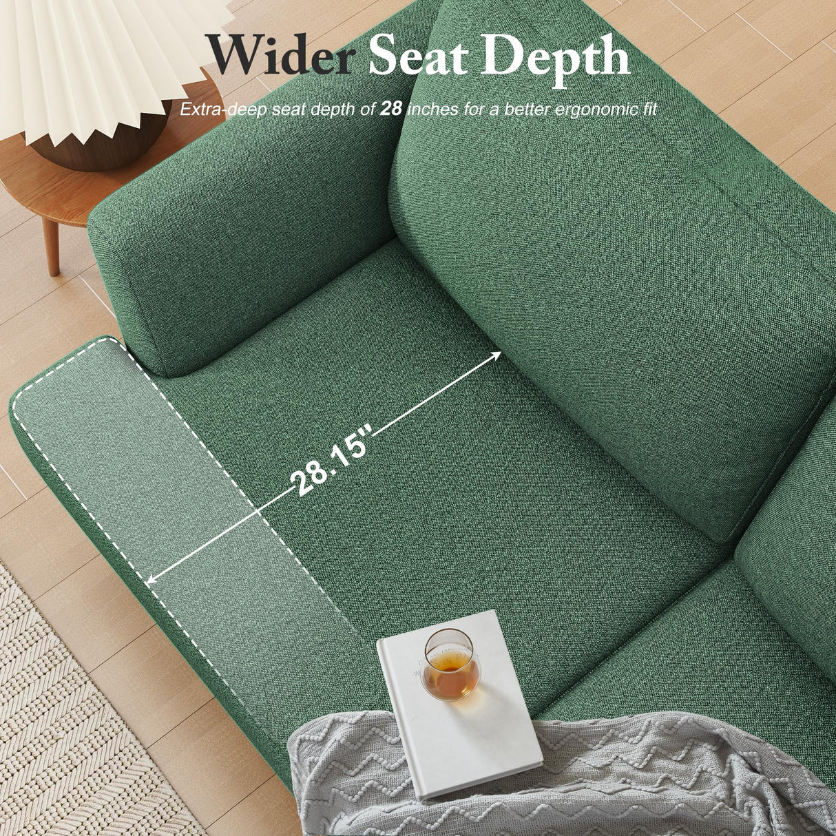 Busaurus Loveseat Sofa 56", Small Couches for Small Spaces Love Seat with 2-Seat Upholstered Cushion, Mid Century Modern Sofa Couches for Living Room, Deep Couch for Bedroom, Apartment, Green Busaurus