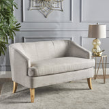 Christopher Knight Home Sheena Mid-Century Modern Fabric Loveseat, Beige / Natural GDFStudio