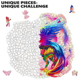 MYS Aurora Wooden Jigsaw Puzzles for Adults, Unicorn Jigsaw Puzzles 925 Pieces, Unique Animal Shaped Wooden Puzzles for Adults and Kids, Family Game 23.3x22.5 Inch Mys Aurora